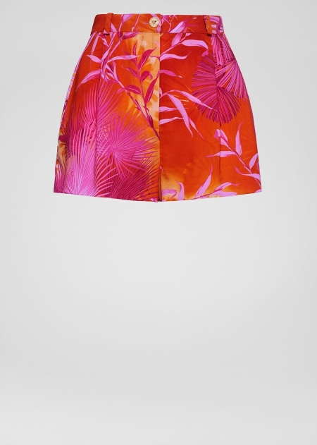 Versace Jungle Print Crêpe Shorts Dam - 428306VGX